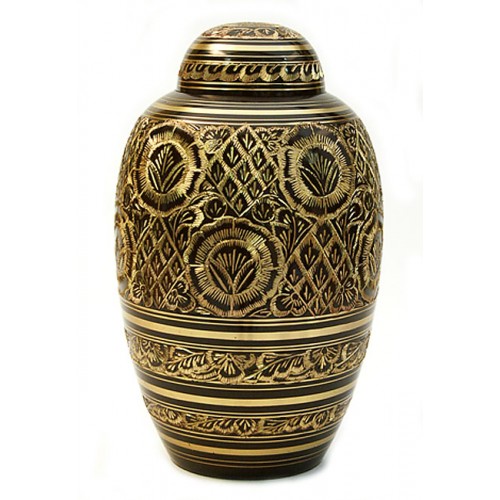 Brass Urn (Dark Brown and Gold Design) 